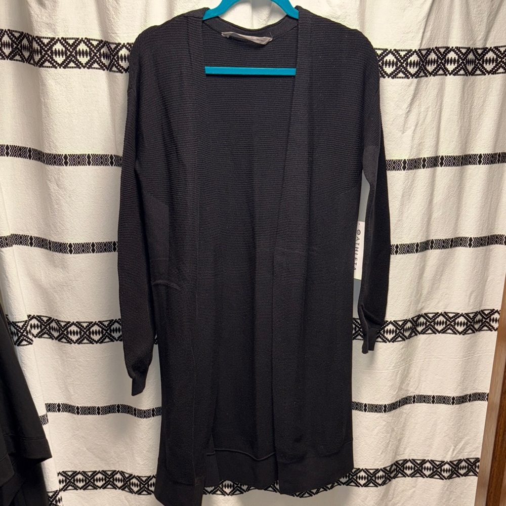 NWT Athleta Daybreak Black Rib Wrap Open Front Cardigan